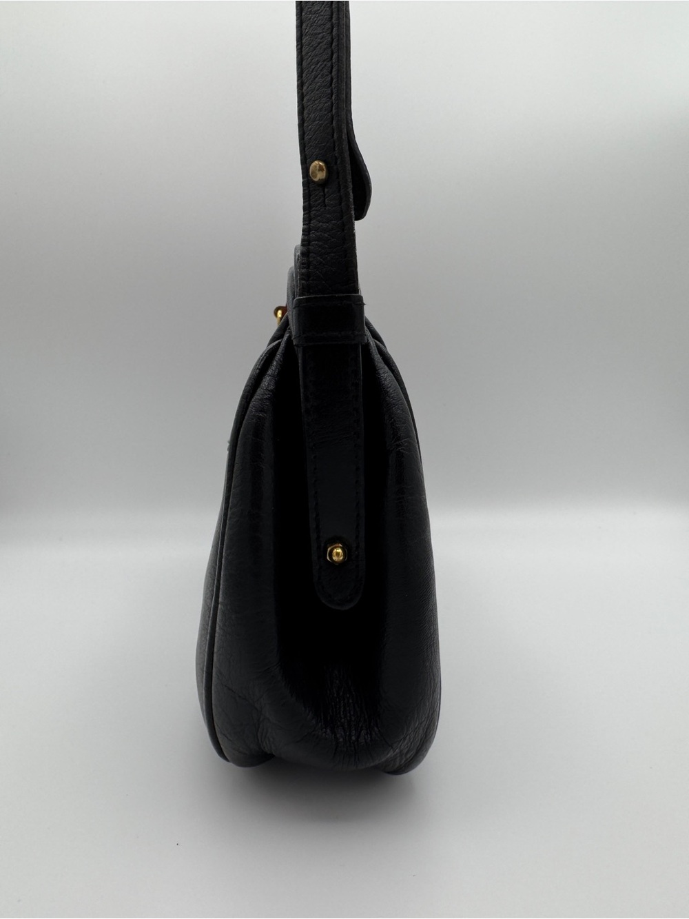 Gold-Pfeil Vintage Black Leather Doctor Style Frame Shoulder Bag Made in Germany - Picture 4 of 11